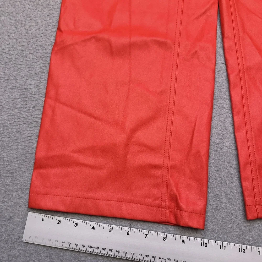 Urban Outfitters PU Faux Leather Wide Leg Pants Women's 26‎ Red High Rise